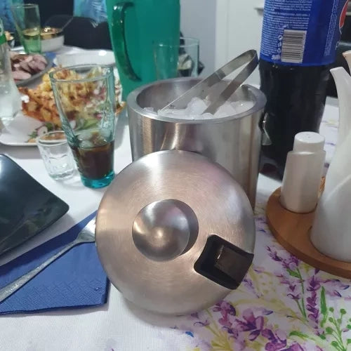 Iskylare i rostfritt stål 1,3 l med lock, tång, sil och barsked