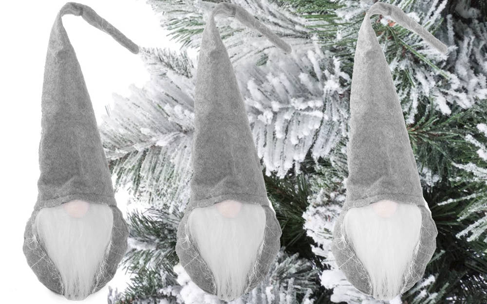 Juldekoration jultomte grå 30 cm filt/plast med böjbar luva