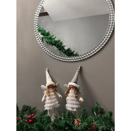 Julfigur stående älva 40 cm vit/silver med glittervingar