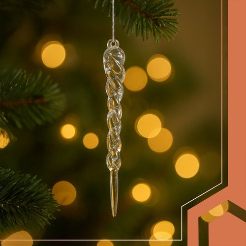 Julgranshängande istappar i akryl 13 cm 12-pack transparenta