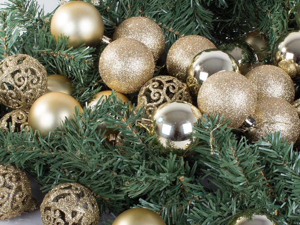 Julgranskulor plast guld 100-pack med stjärna 30-60 mm