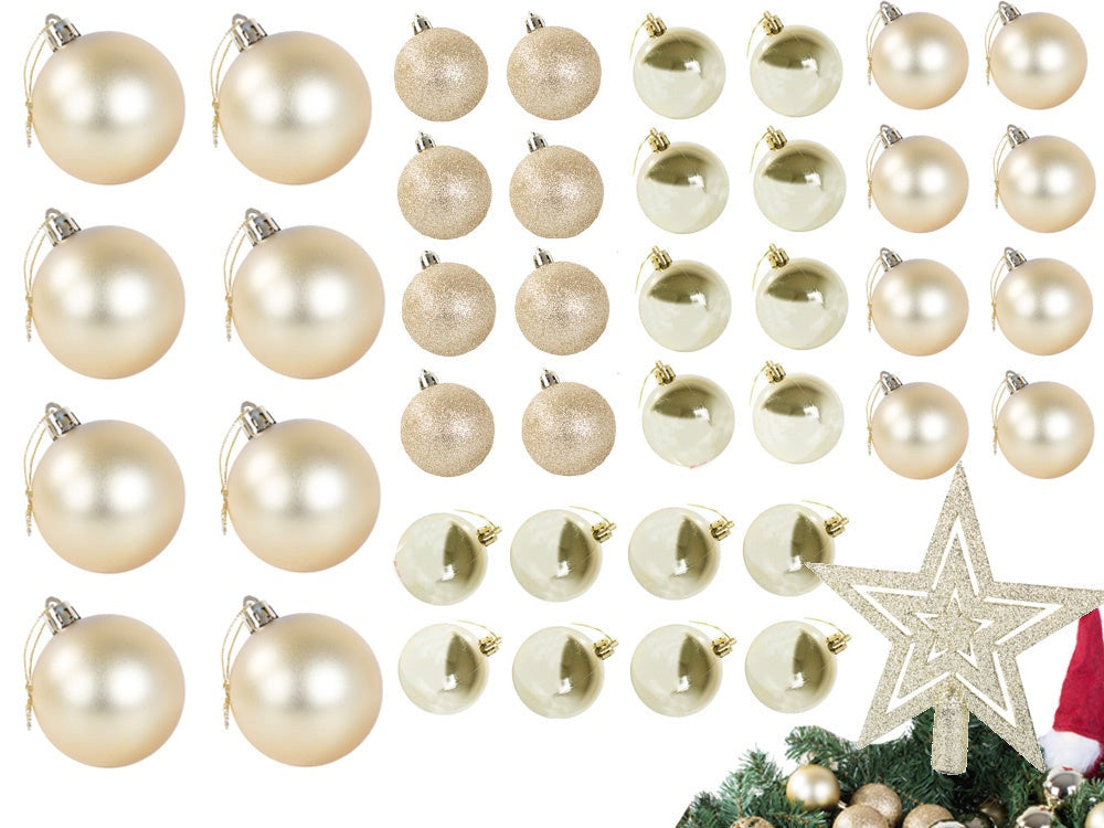 Julgranskulor plast guld 100-pack med stjärna 30-60 mm