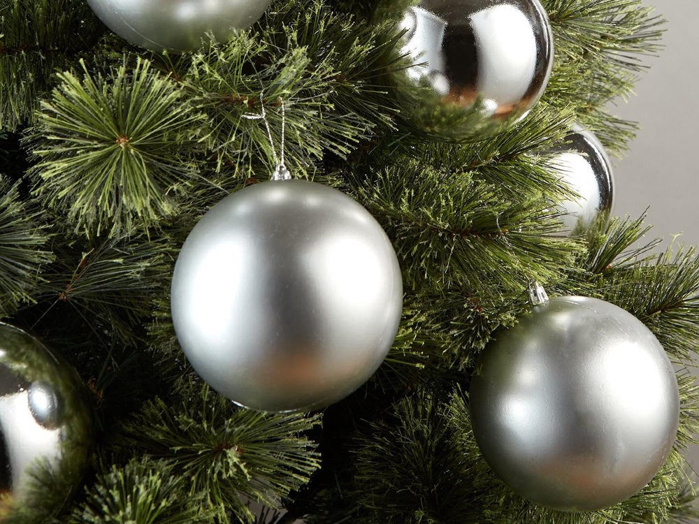 Julgranskulor plast silver 100-pack med Bethlehemstjärna 30-60 mm