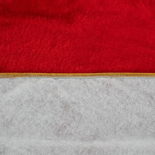 Julgransmatta plysch 90 cm röd/vit/guld i polyester