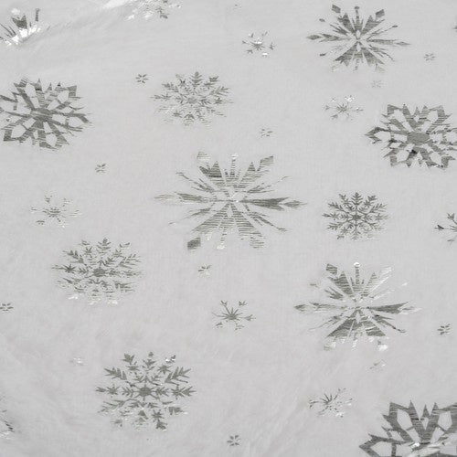 Julgransmatta vit/silver 90 cm polyester med stjärnor och snöflingor
