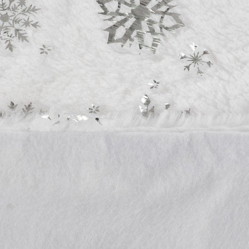 Julgransmatta vit/silver 90 cm polyester med stjärnor och snöflingor