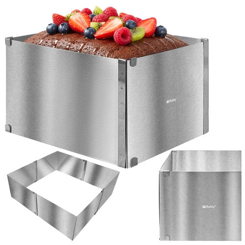 Justerbar bakform utan botten rostfritt stål 15 cm 20-38x24-45 cm