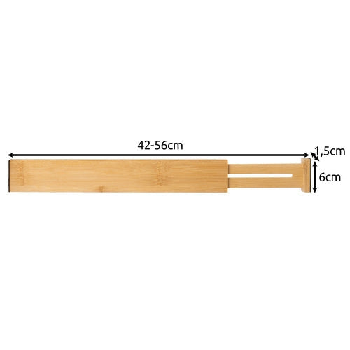 Justerbar lådorganisatör i bambu 4-pack teleskopiska avdelare 42-56 cm