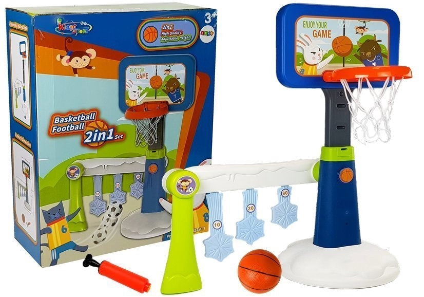Justerbart basketbollset för barn 99–125 cm med boll, pump och poängarm