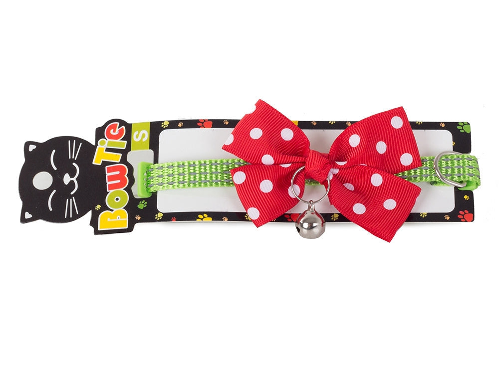 Justerbart katt- och hundhalsband 24–34 cm med bjällra rosett