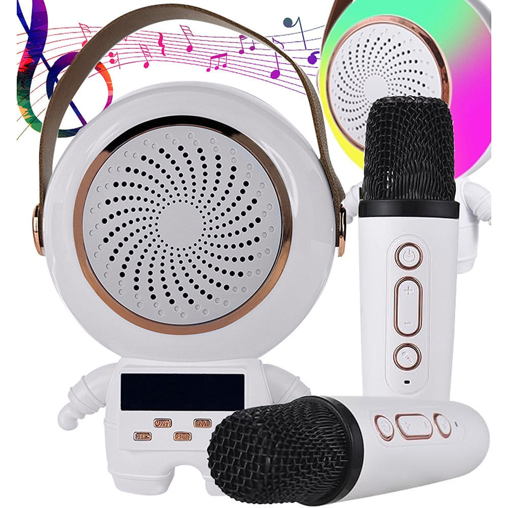Karaokeanläggning Bluetooth-högtalare med LED och 2 trådlösa mikrofoner