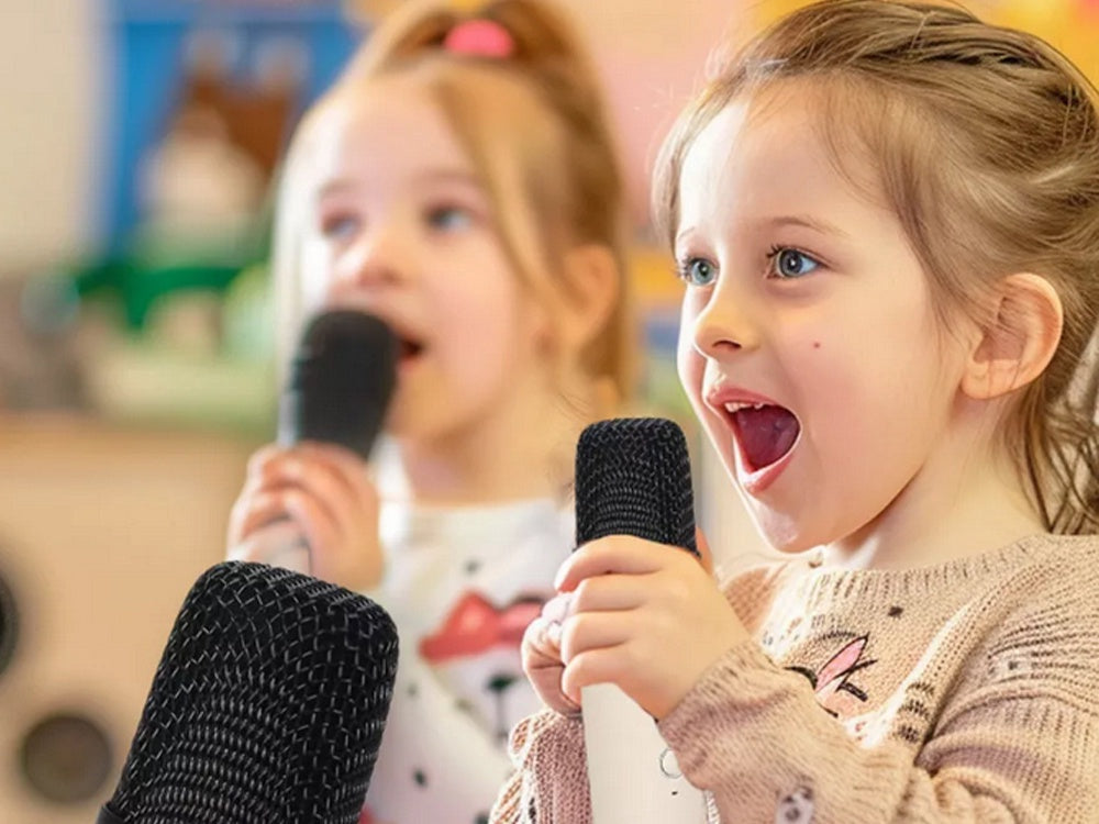 Karaokeanläggning Bluetooth-högtalare med LED och 2 trådlösa mikrofoner