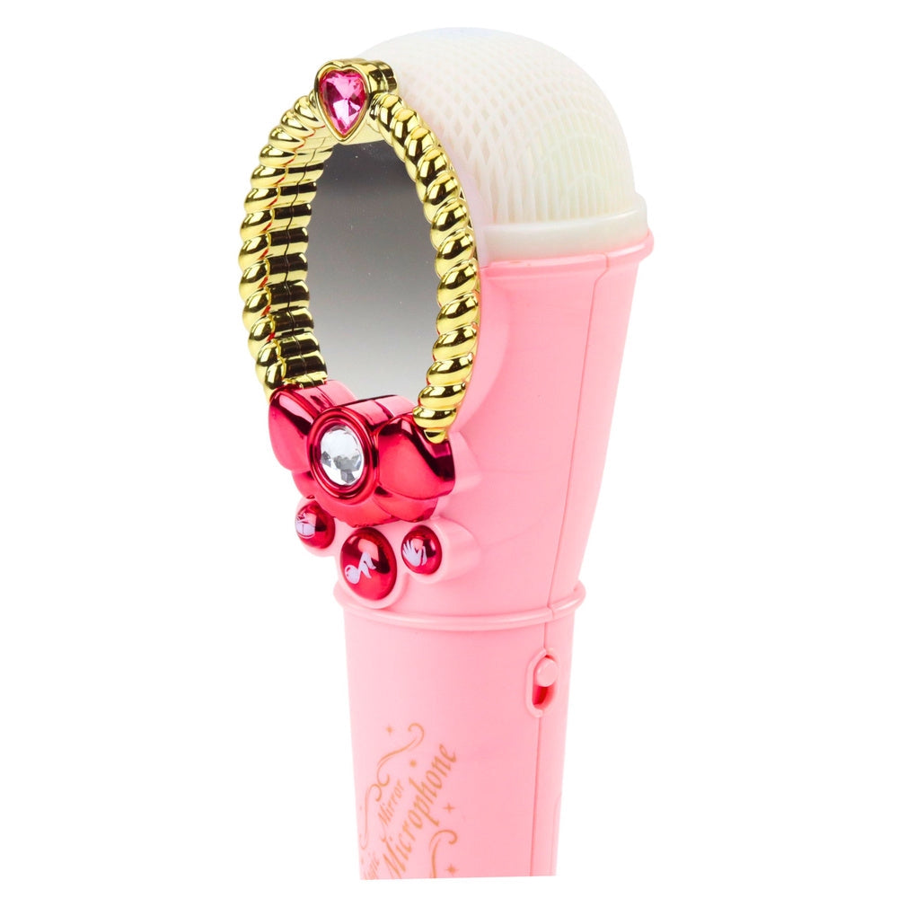 Karaoke-spegel med mikrofon rosa, ljus- och ljudeffekter, USB/MP3