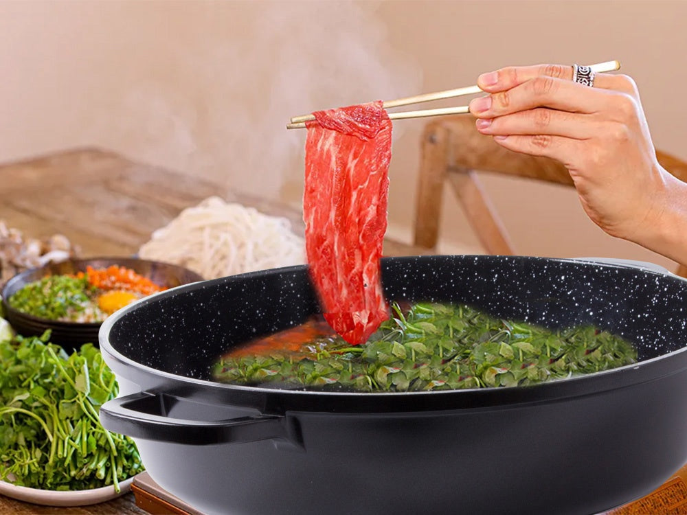 Kastrull 12,6 L med glaslock aromatiser gjuten alu non-stick
