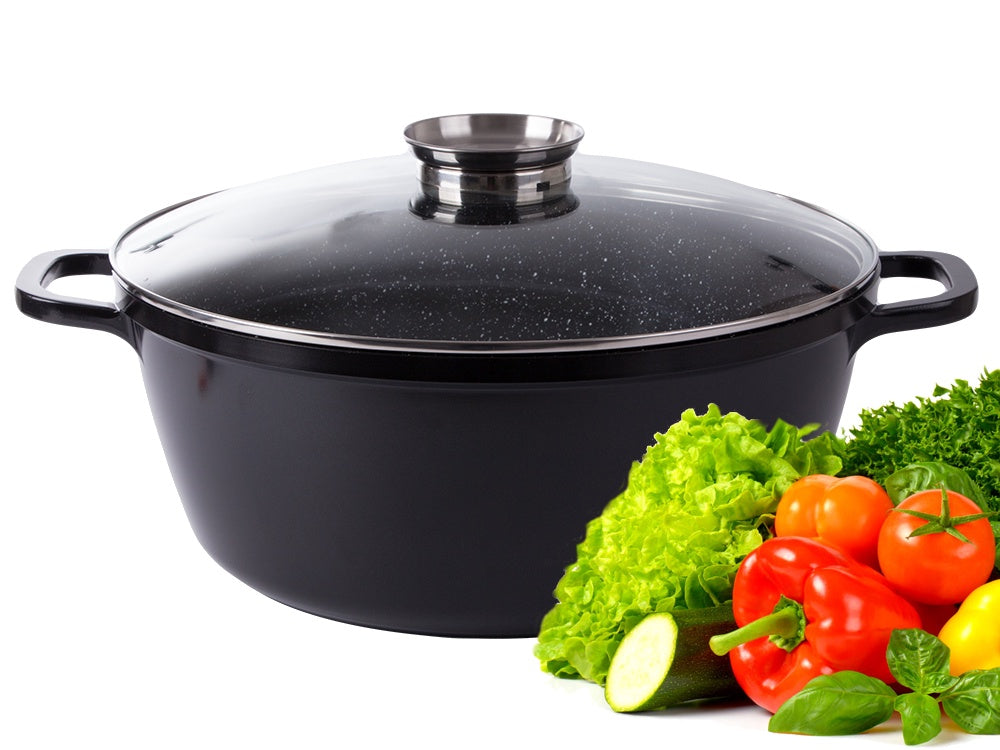 Kastrull 12,6 L med glaslock aromatiser gjuten alu non-stick