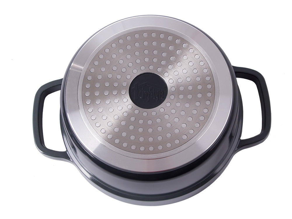 Kastrull med lock 2,2 L gjuten aluminium non-stick grå induktion
