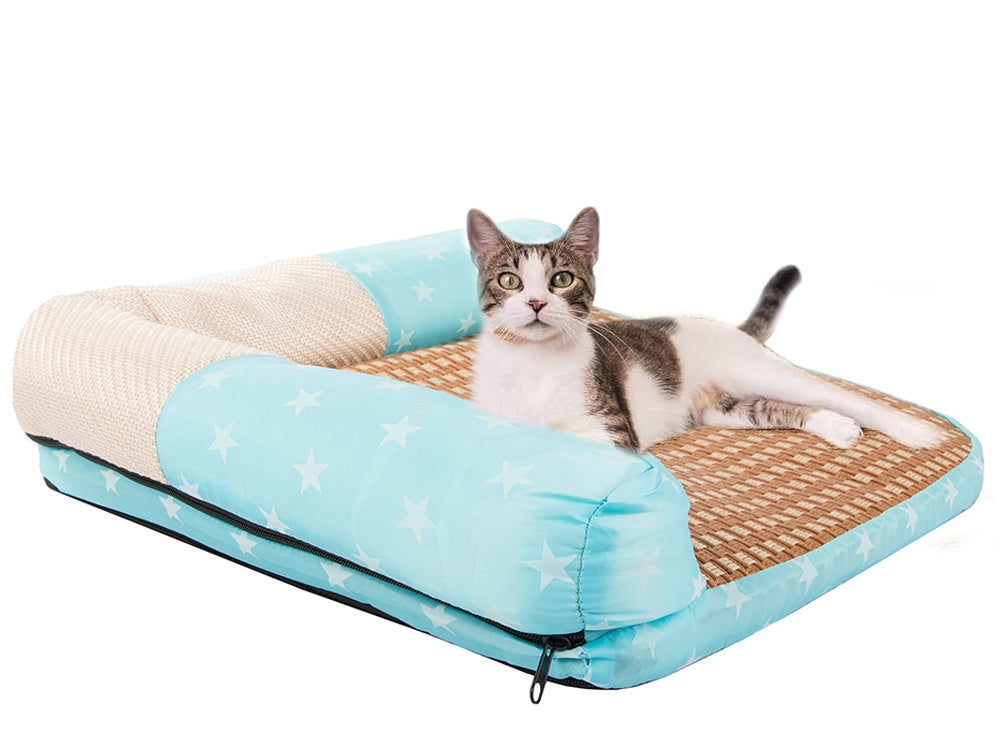 Kattbädd med klösyta storlek L 65x55 cm blandade mönster