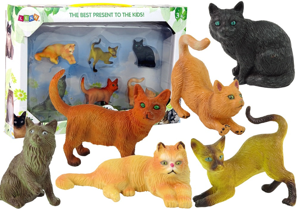 Kattfigurer 6-pack i plast, 6 kattraser, leksak från 3 år