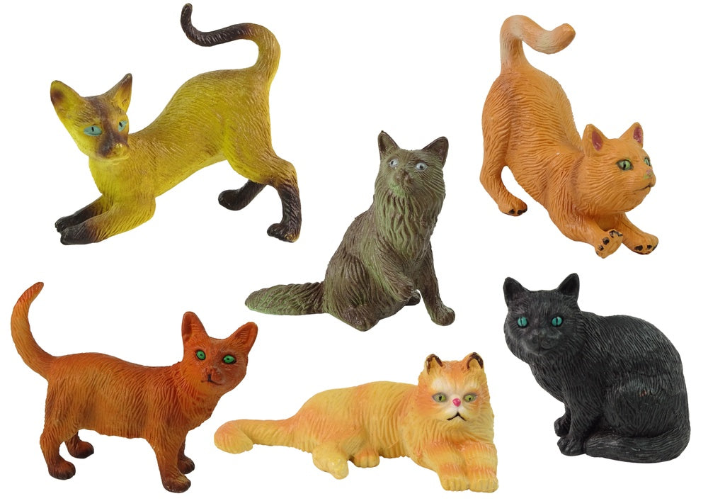 Kattfigurer 6-pack i plast, 6 kattraser, leksak från 3 år