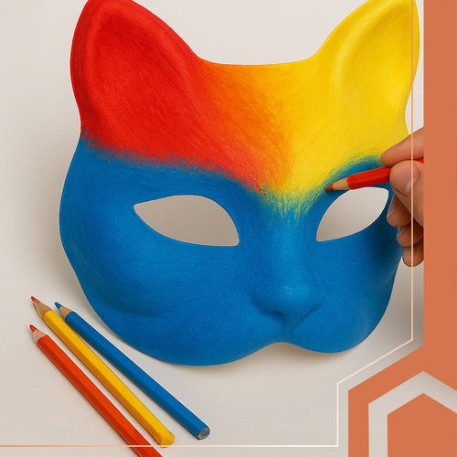 Kattmasker DIY vita i pappersmassa 10-pack med gummiband 17x18 cm