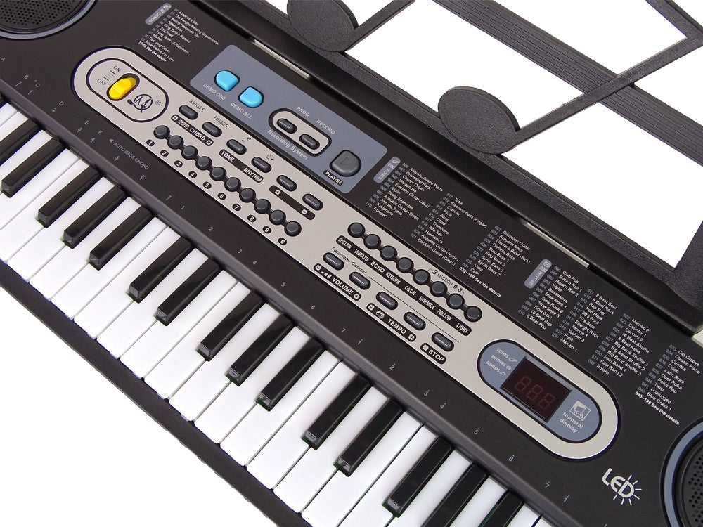 Keyboard för barn med mikrofon, svart 75 cm, ljusande tangenter 3+