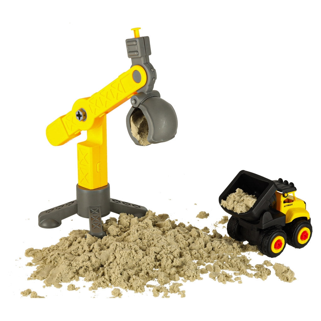Kinetisk sand byggset 1100 g med formar och byggfordon, 3+
