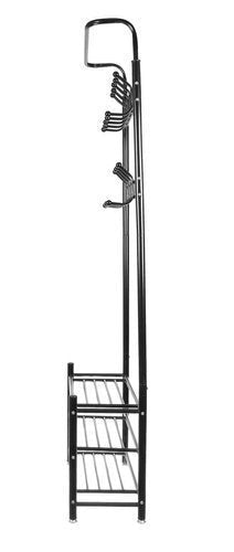 Klädhängare i järnrör 192x65x29 cm med 18 krokar och 3 skohyllor