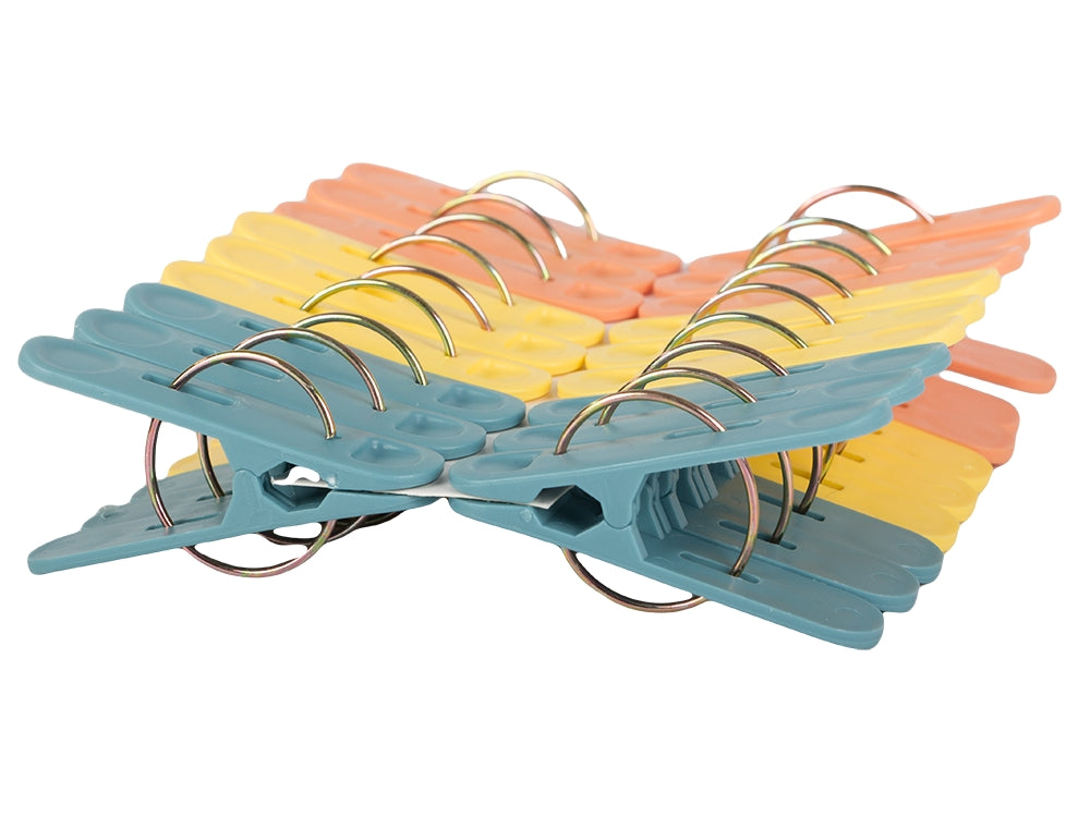 Klädnypor plast med metallfjäder pastell 18-pack 6,5x1,5 cm