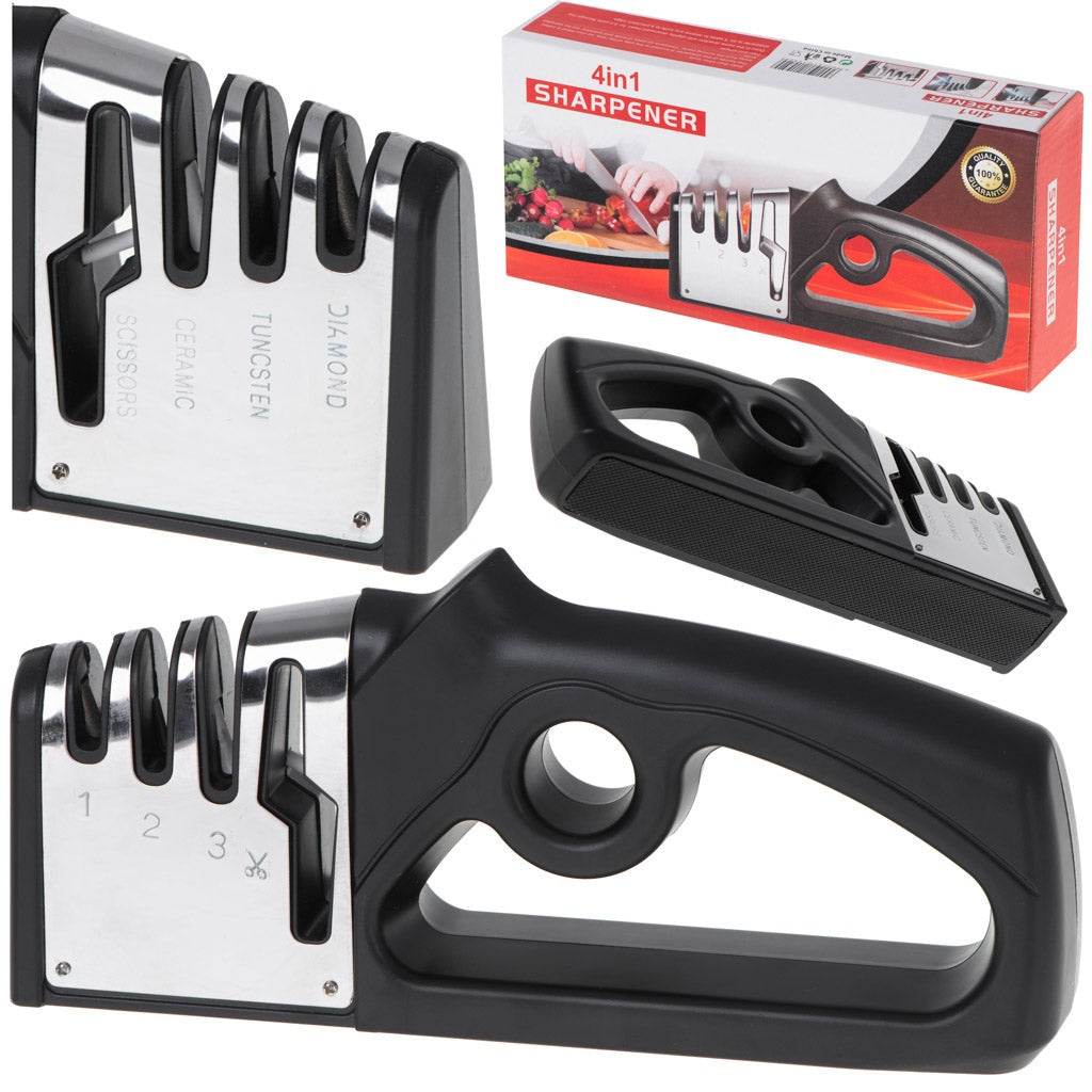 Knivslipare 4-i-1 trestegs V-slipning med halkfri bas 22x10x4 cm