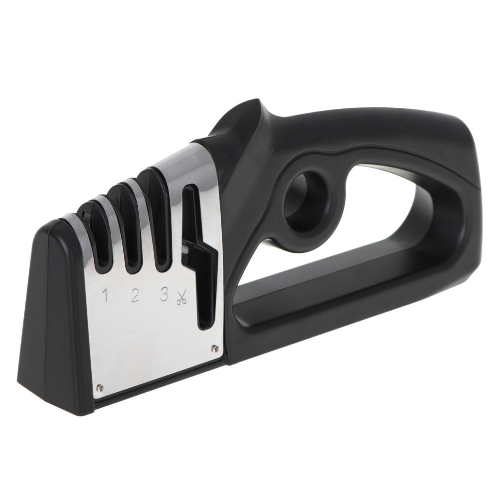 Knivslipare 4-i-1 trestegs V-slipning med halkfri bas 22x10x4 cm