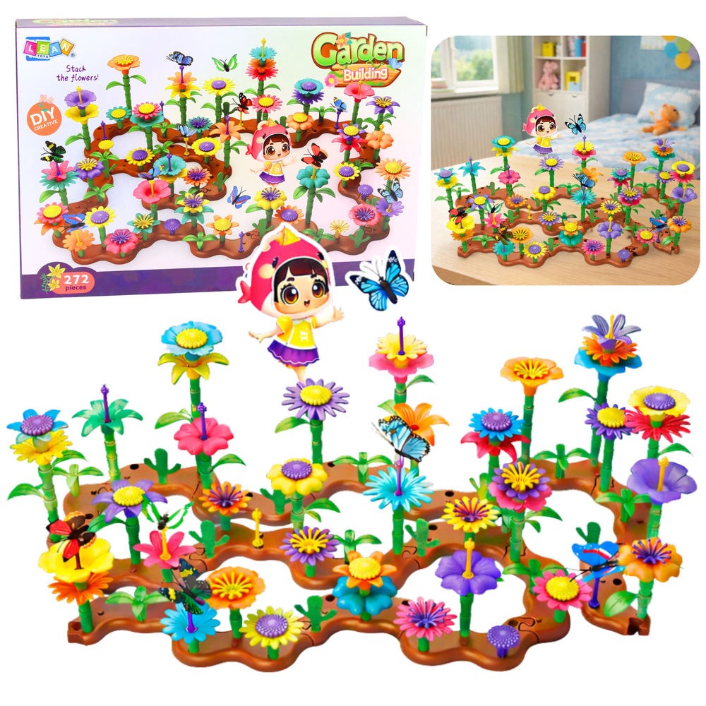 Kreativa byggblock blomsterträdgård 272 delar 3D-set i plast