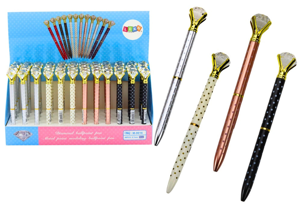 Kulpenna med diamanttopp blått bläck 48-pack 16 cm, välj färg