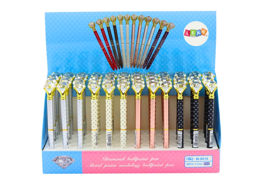 Kulpenna med diamanttopp blått bläck 48-pack 16 cm, välj färg