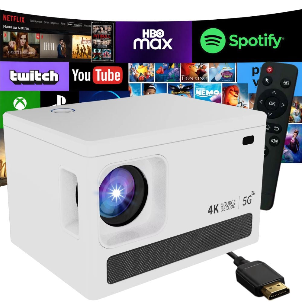 LCD-projektor Android TV 11 WiFi Bluetooth 720p stöd 4K 60–120