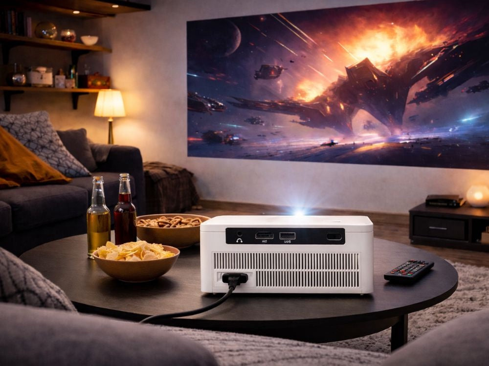 LCD-projektor Android TV 11 WiFi Bluetooth 720p stöd 4K 60–120