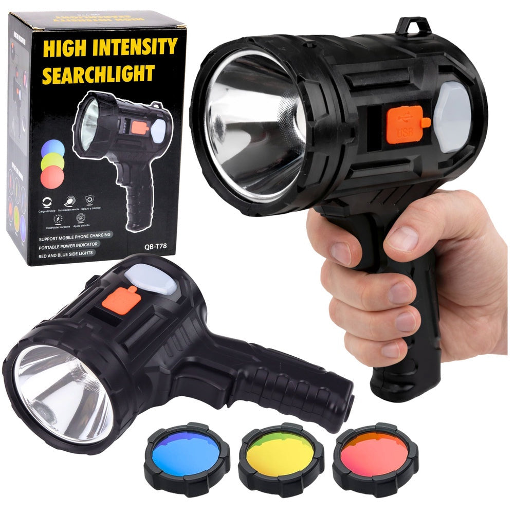 LED handhållen strålkastare 6 lägen USB/solpanel IPX4 1800 mAh