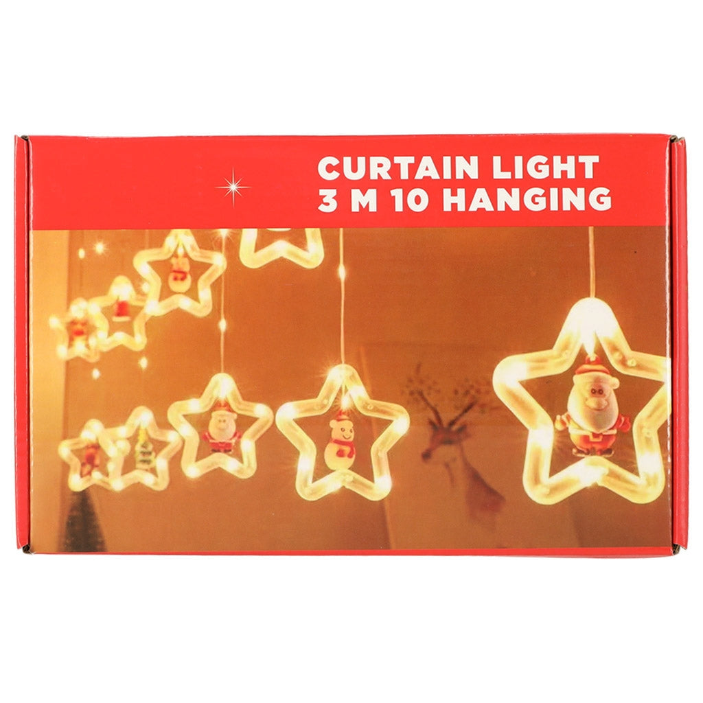 LED ljusgardin 3 m 125 LED varmvitt USB IP44 med stjärnor & figurer