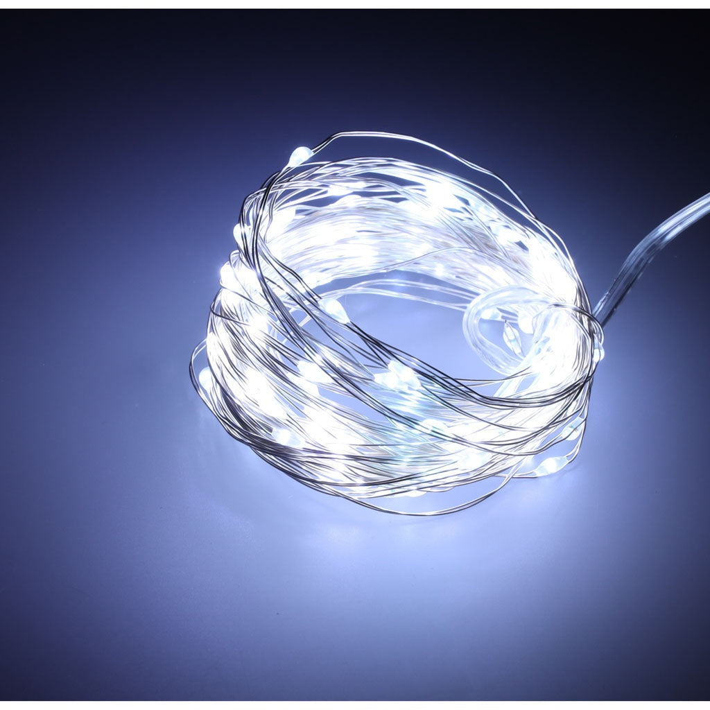 LED-ljusgirlang 10 m 100 LED kallvit batteridriven inomhus