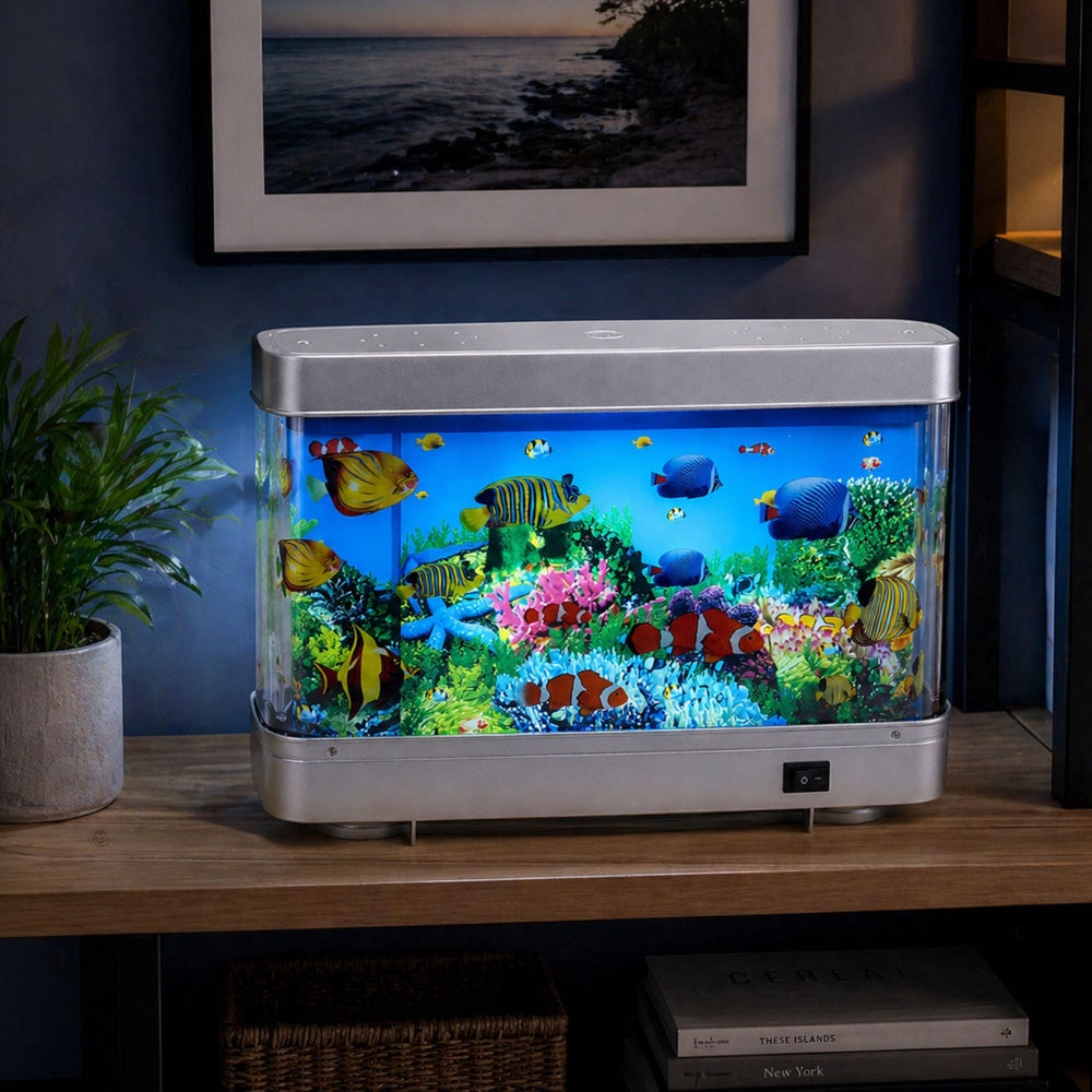 LED-nattlampa akvarium med simmande fiskar 6W 4100K 23x31 cm