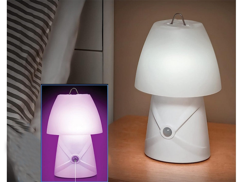 LED nattlampa barn RGB 7 färger rörelsesensor USB vit 26 cm