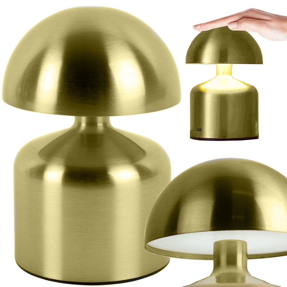 LED nattlampa svampform touch USB-C uppladdningsbar guld/silver 15 cm