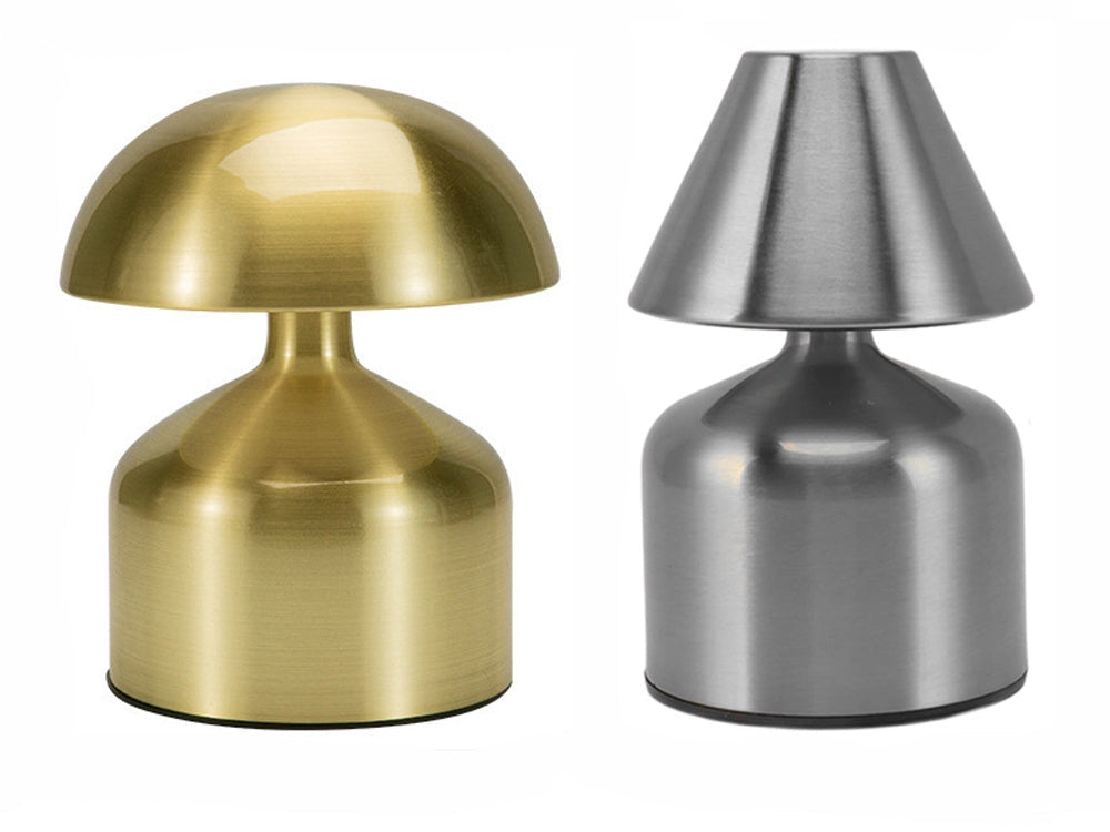 LED nattlampa svampform touch USB-C uppladdningsbar guld/silver 15 cm