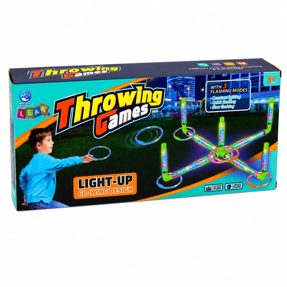 LED ringkastningsspel med 8 ringar och 5 stolpar, 3 ljuslägen