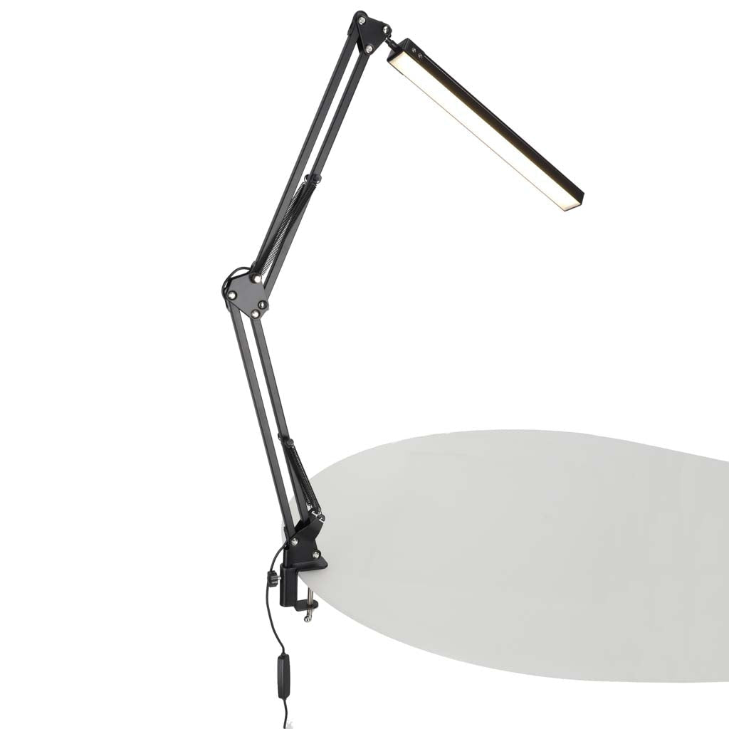 LED-skrivbordslampa med klämma USB 10 nivåer 3500–6000K svart