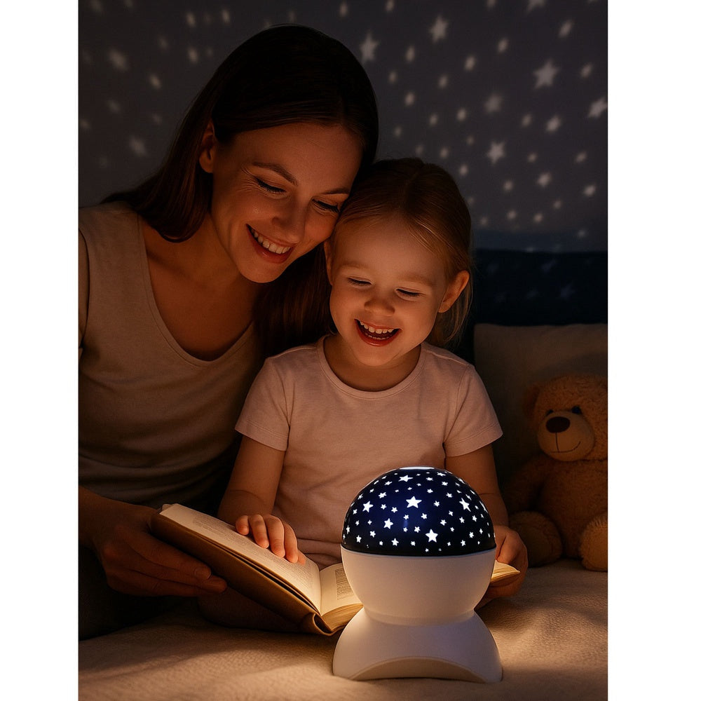 LED stjärnprojektor nattlampa med Bluetooth-högtalare USB/microSD
