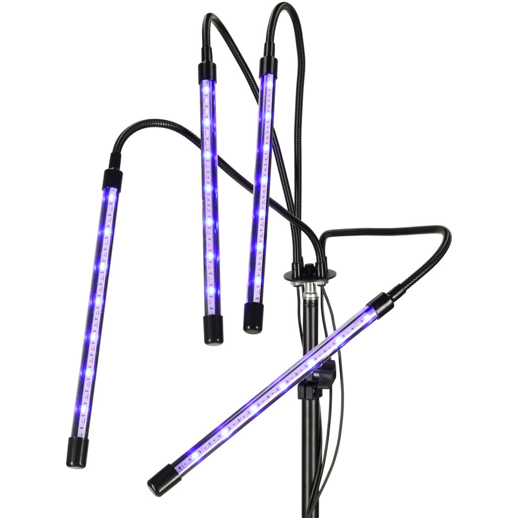 LED-växtlampa 4-armar på stativ 15W USB med timer & fjärrkontroll