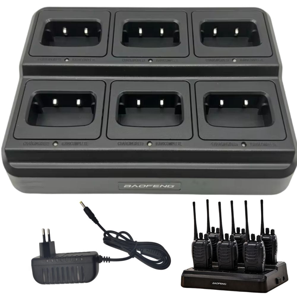 Laddstation 6-port för Baofeng BF-888S walkie talkie svart