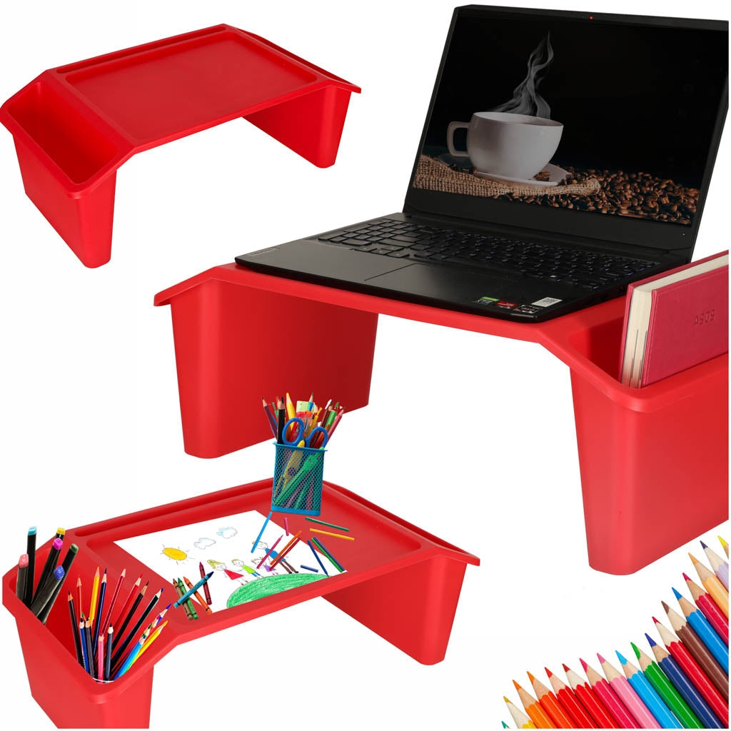 Laptopbord/bilbord för barn med organizer & mobilhållare röd 57x30cm