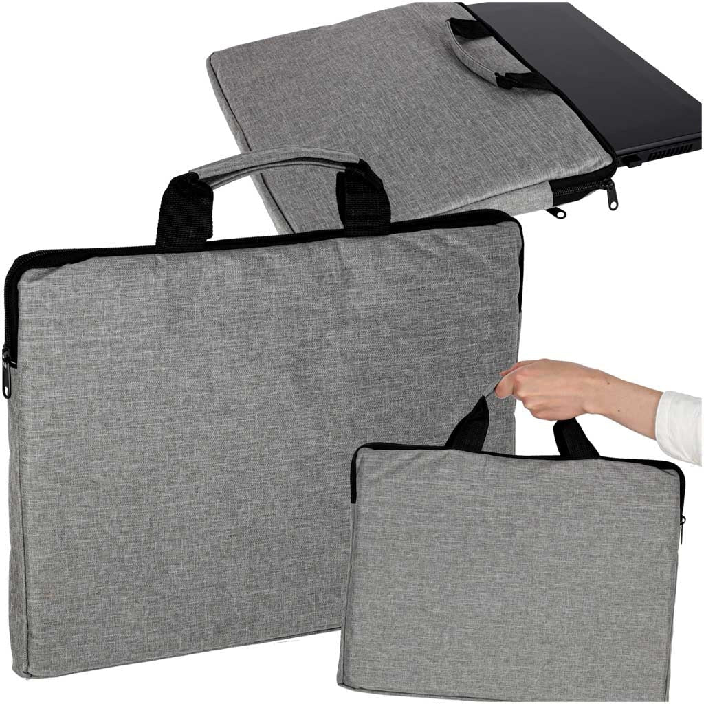 Laptopväska 15,6" vadderad Oxford-tyg grå/svart med extra ficka