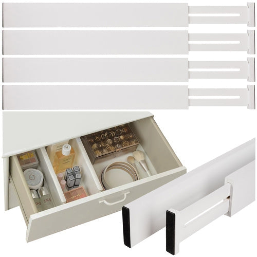 Lådavdelare bambu justerbar 42-56 cm vit, 4-pack